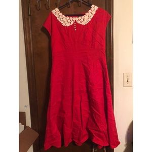 Red Dress With White Collar Size L